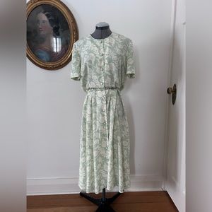 Vintage Mint and Cream Cottagecore Dress